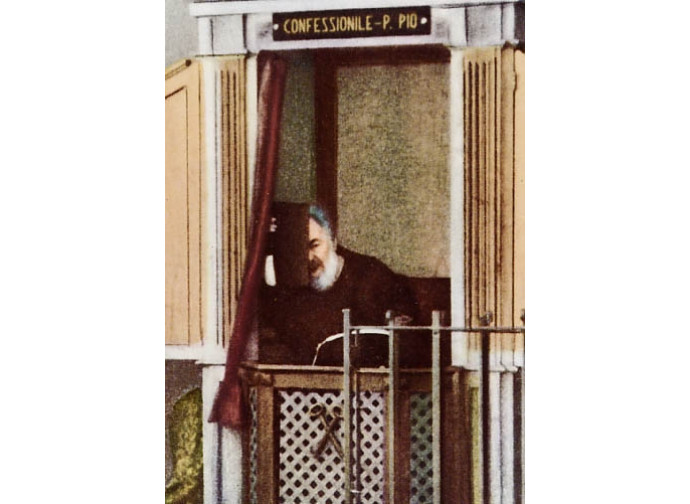Padre Pio nel confessionale